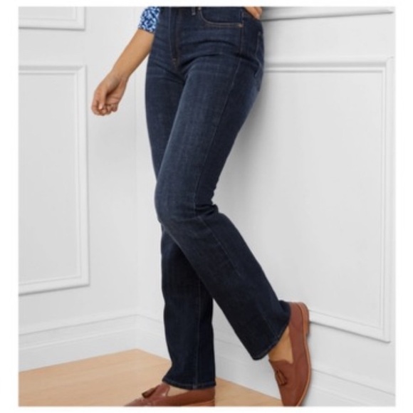 Talbots Barely Boot Jeans Black Moontide Wash Button Zip Closure Pockets Size 6p - Picture 2 of 16